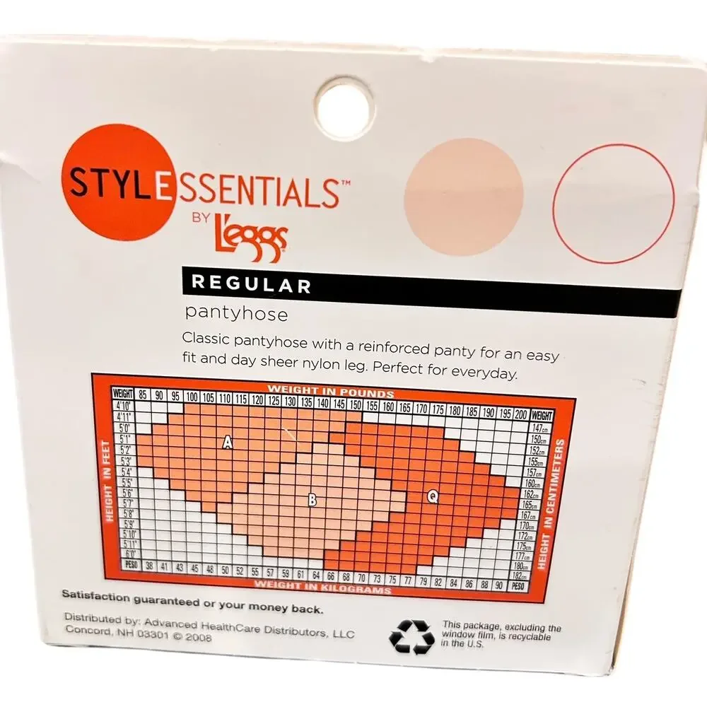 Style Essentials by Leggs Jet Black Regular Pantyhose Size Q